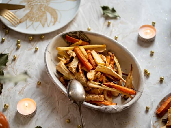 Panais carottes et navets boule d'or rôtis