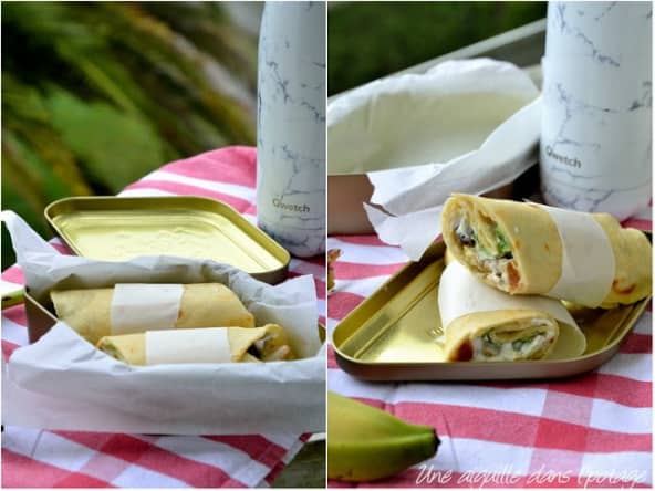 Wraps au poulet, fruits secs et citron confit au sel