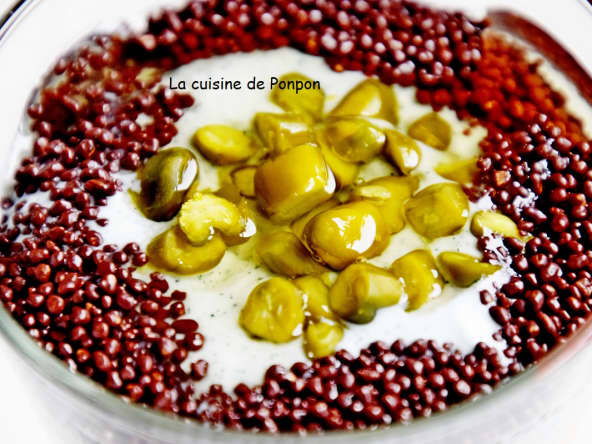 Yaourt spiruline, banane, melon et baba au limoncello