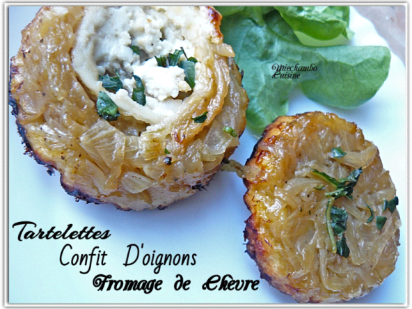 Tartelettes aux oignons confits et fromage de chèvre