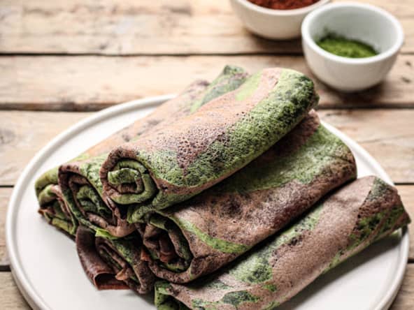 Crêpes tourbillons cacao et matcha pour la Chandeleur