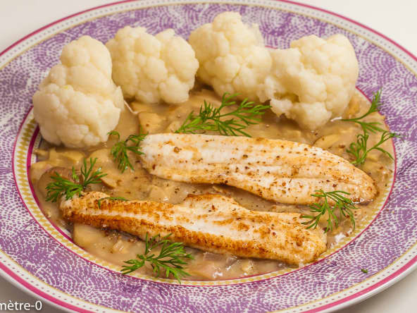 Poisson : sole, sauce au cidre et chou fleur