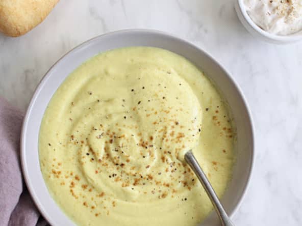 Velouté de panais au curry, cumin et fromage à tartiner