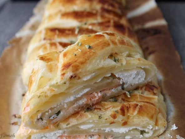 Tresse feuilletée saumon