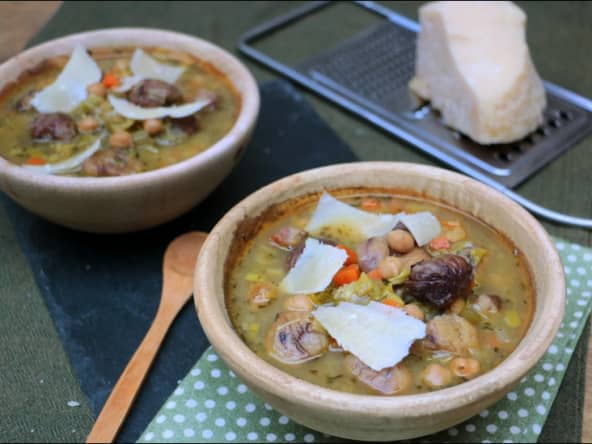Soupe aux châtaignes et pois chiches