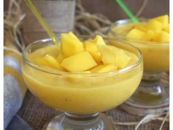 Crème de mangue et banane au lait de coco