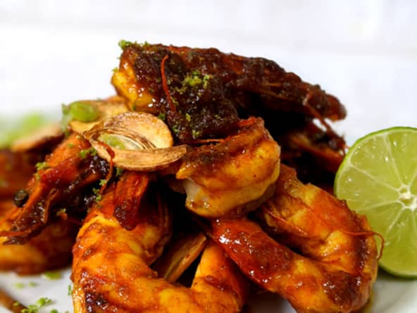 Gambas au Chutney de mangues.