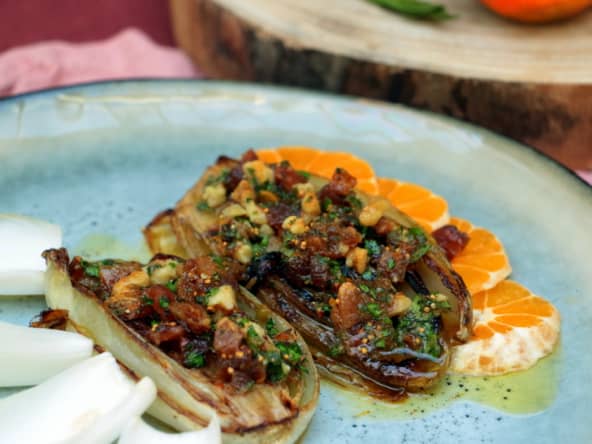 Endives farcies au beurre de fruits secs et clémentine de Jean-François Piège