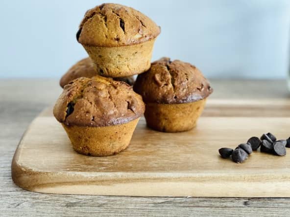 Muffin banane caramélisée et chocolat