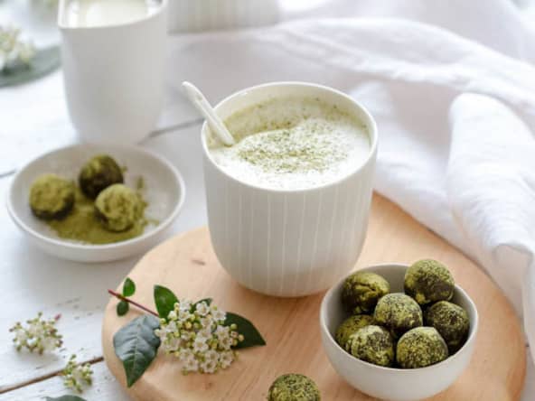 Truffes au chocolat et thé matcha