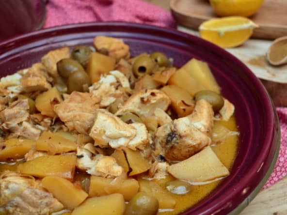 Tajine de poisson aux pommes de terre et olives
