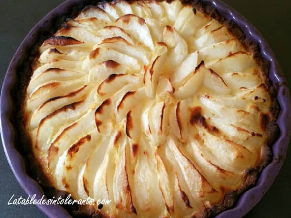 TARTE AUX POIRES sans gluten, sans lactose, sans sucre, sans oeuf