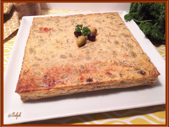 Quiche sans pâte aux olives et poulet