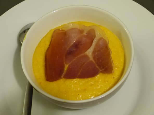 Compotée de Floraline au potimarron, emmental et muscade