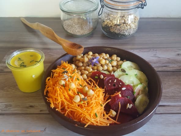 Salade de pois chiches et sa vinaigrette santé