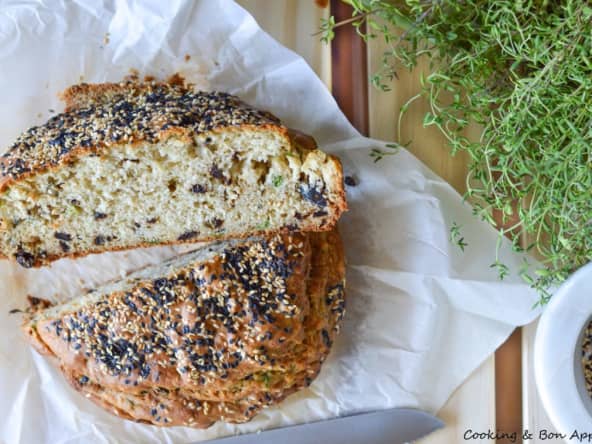 Mon pain express pour l'apéro : olives et oignons verts