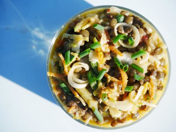 Carpaccio de légumes et lentilles