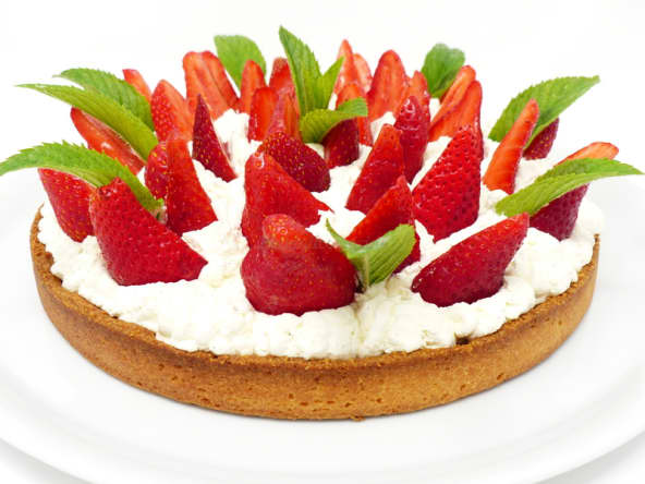 Tarte aux fraises, crème d'amande et chantilly mascarpone vanillée