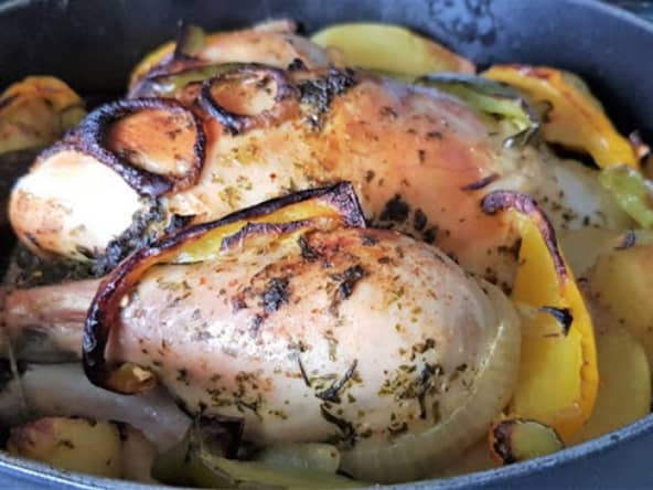 Poulet et céleri rave rôtis à la sauce chermoula