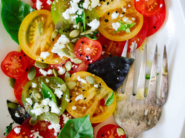 Salade de tomates anciennes et feta