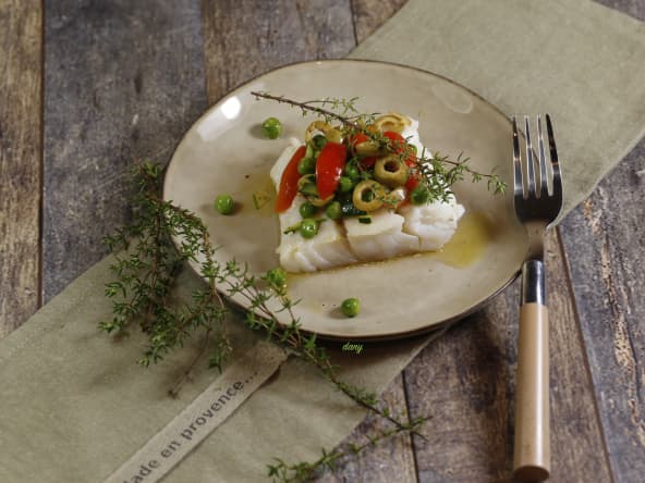 Cabillaud au four et vierge de légumes