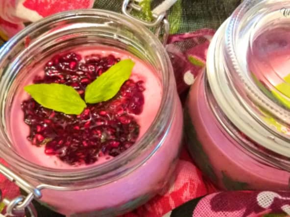 Fromage blanc, framboise et basilic