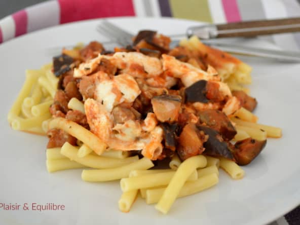 Pâtes aux aubergines et mozzarella de Jamie Oliver