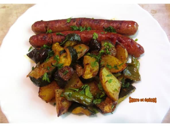 Chipolatas au four aux légumes et épices