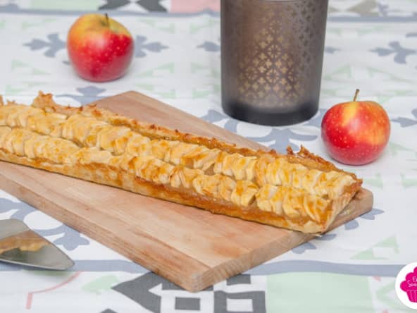 Tarte rectangle aux pommes et à la compote maison pour le dessert