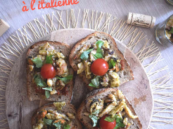 Tartines de fruits de mer à l'italienne