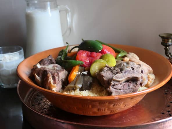 Couscous d'été à l'agneau aubergines et courgettes