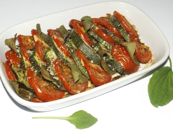 Tian de courgette, tomate et plantain