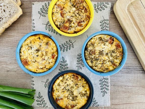 Mini clafoutis tomate, poivron et feta