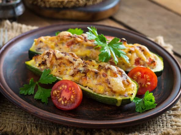 Courgettes farcies au poulet