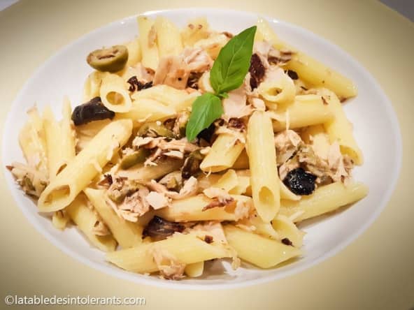 Penne au thon blanc sans gluten et lait