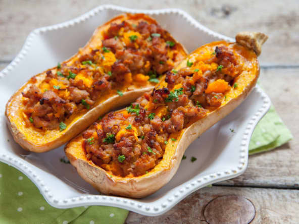 Butternut farcie aux lardons
