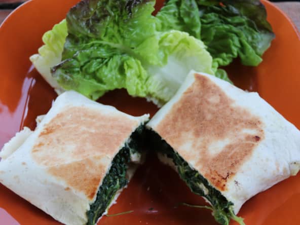 Burrito poulet-épinards