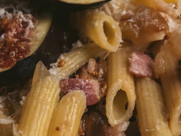 Pâtes aux figues et pancetta