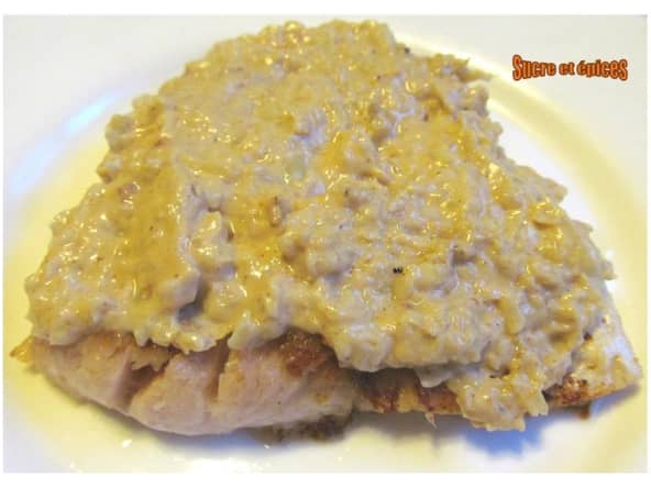 Filets de perche grillés sauce à la Vache qui rit, moutarde et vin blanc