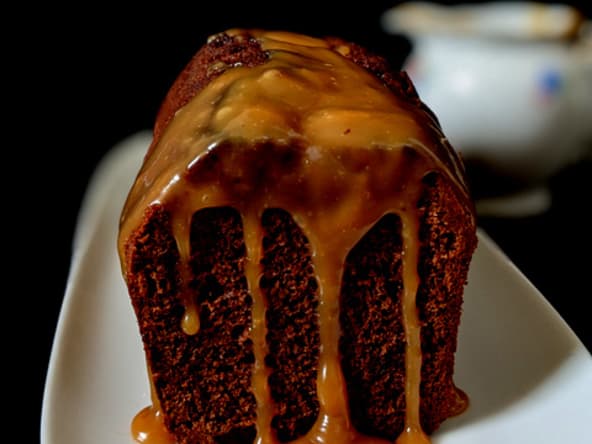 Cake au Chocolat, Sauce Caramel au beurre salé.