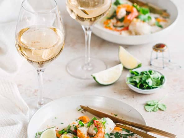 Cabillaud et crevettes au lait de coco