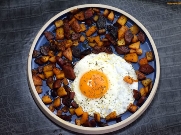 Butternut chorizo et oeuf au plat