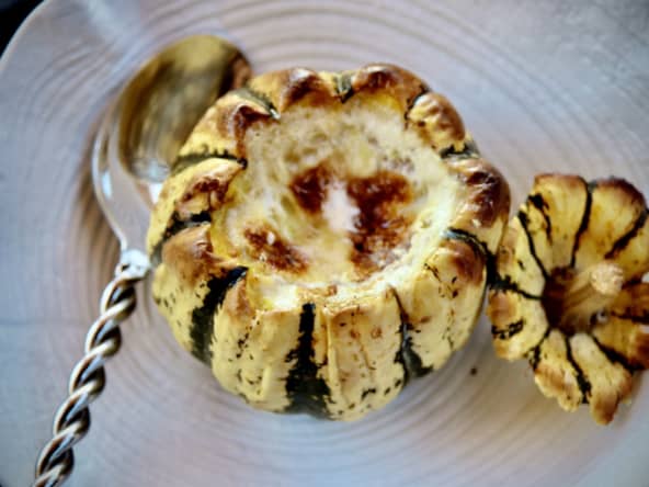 Courge patidou à la fondue de camembert