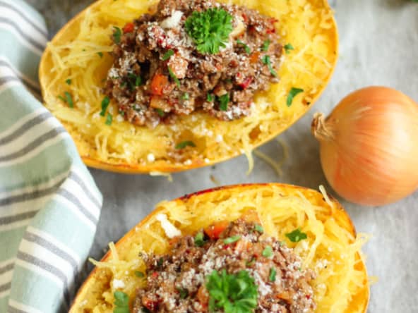 Courge spaghetti à la bolognaise