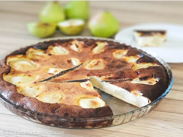 Flan aux poires sans gluten, sans lait ou sans lactose, sans sucre