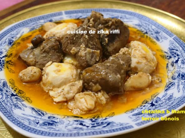 L'AUTHENTIQUE CHTAÏTHA BÔNOISE- PLAT DE VIANDE AUX OEUFS EN SAUCE ET GOUSSES D'AIL ENTIERES