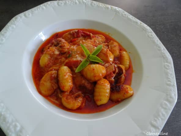 Gnocchi di patate con 'nduja calabrese : gnocchi en sauce tomate et 'nduja