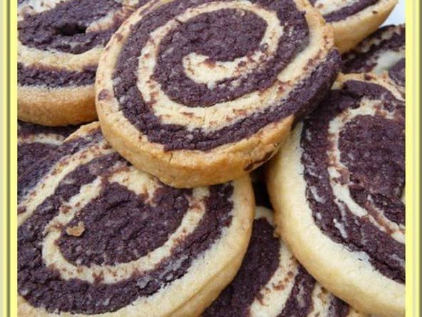 Petits sablés chocolat-vanille en forme de spirale