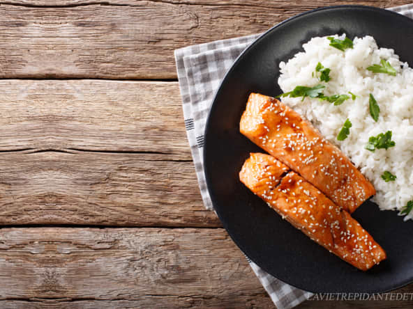 Saumon teriyaki, sauce soja sucrée