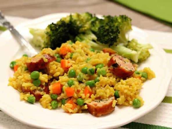 Riz aux saucisses et légumes au cookeo